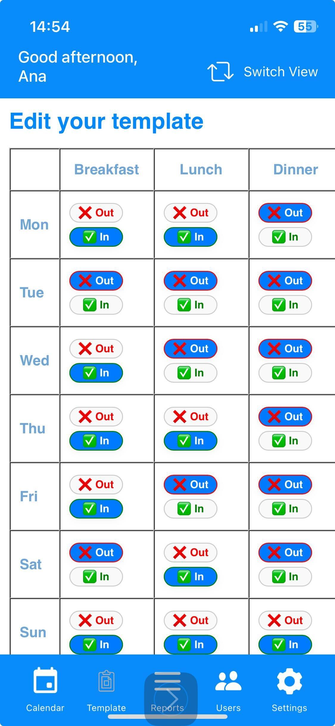 Meals App phone preview
